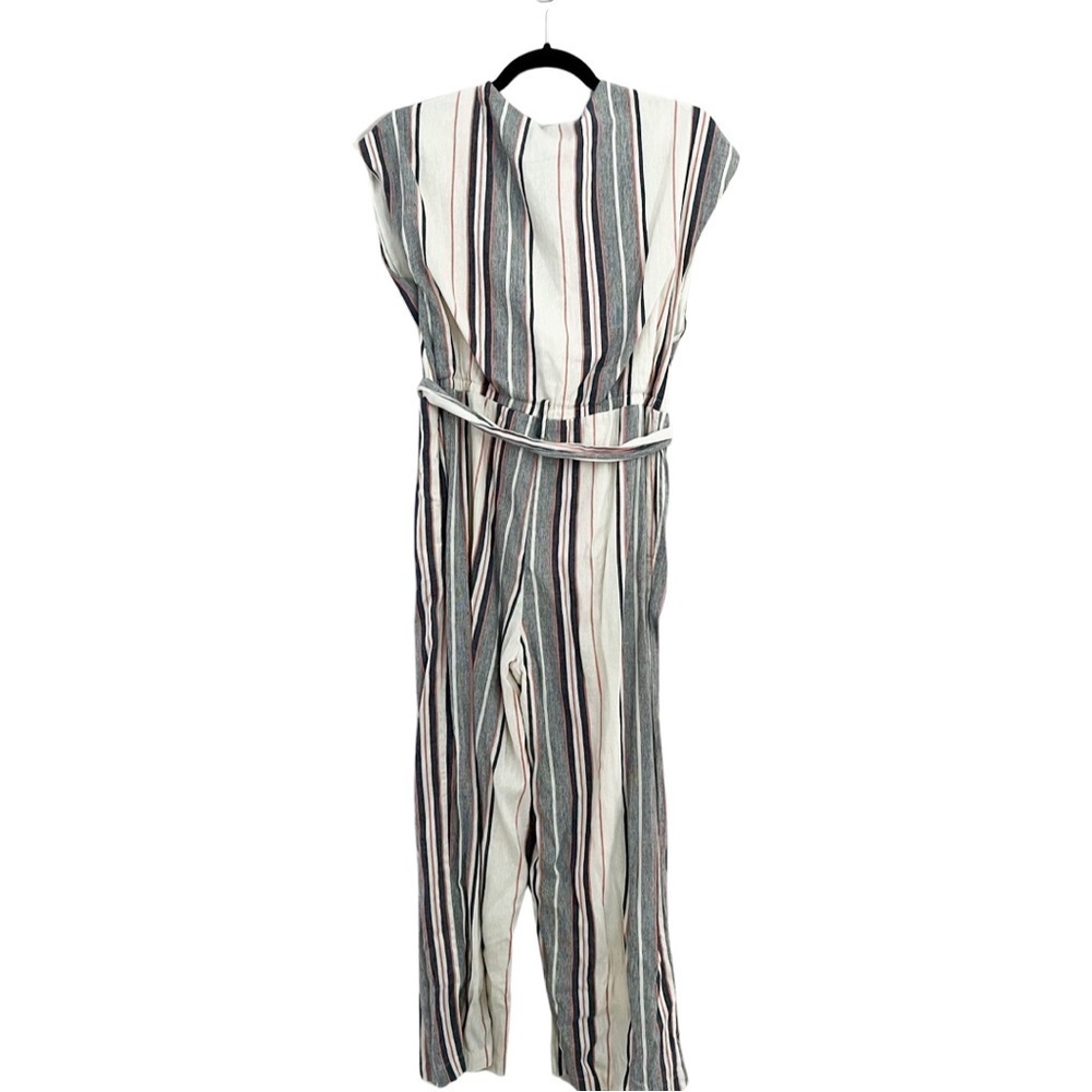 ANTHROPOLOGIE DOLAN Linen Striped Jumpsuit Sz S - Picture 3 of 6